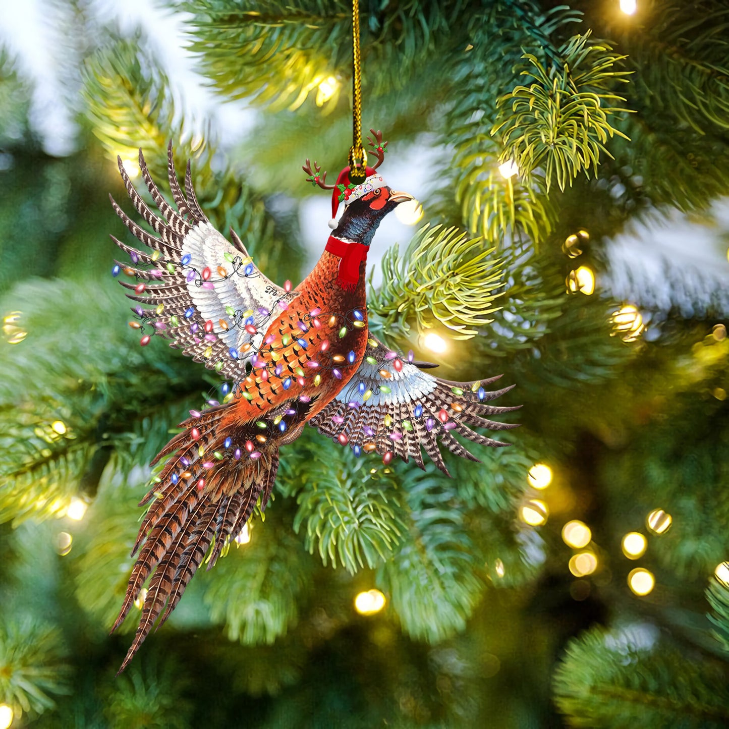 Petthouse | Ring-necked Flying Home Car Decoration, Christmas Bird Car Ornament, Neon Ring-necked