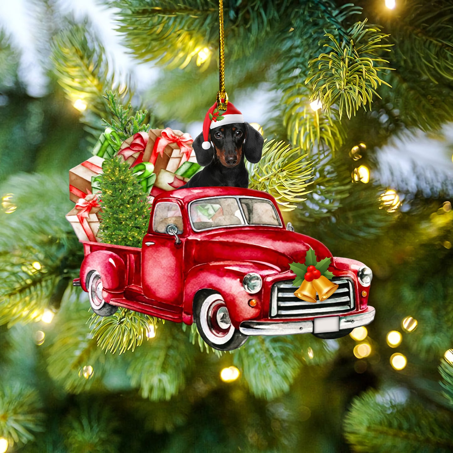 Petthouse | Dachshund Dog Car Ornament, Dachshund Merry Christmas Ornament, Dachshund Owner Gift