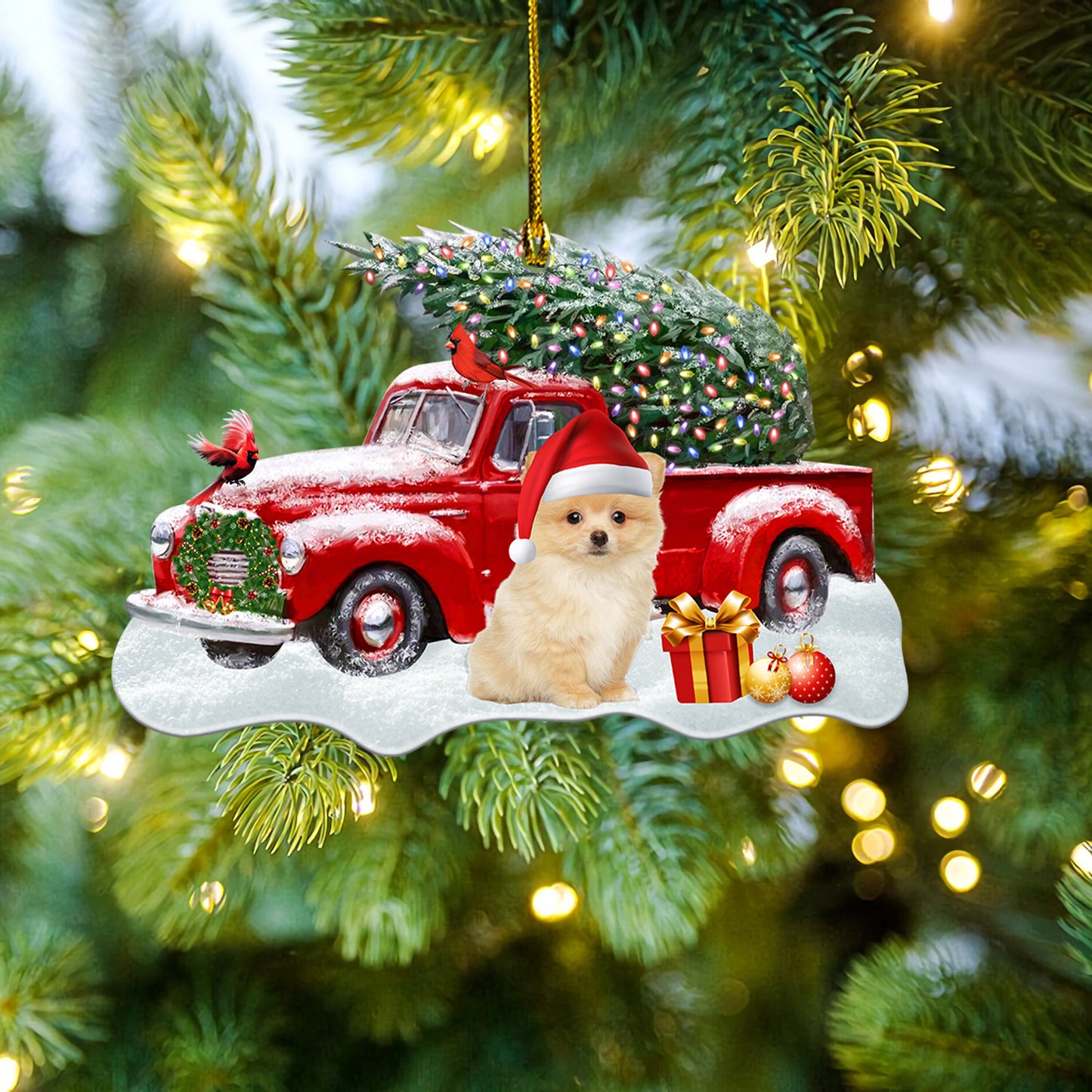 Petthouse | Pomeranian Cardinal Car Red Merry Christmas Ornament \nchristmas  Gift Dog Lover Gift