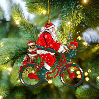 Petthouse | Santa Cycling With Corgi Car Hanging Ornament Cute Corgi Ornament Christmas Gift