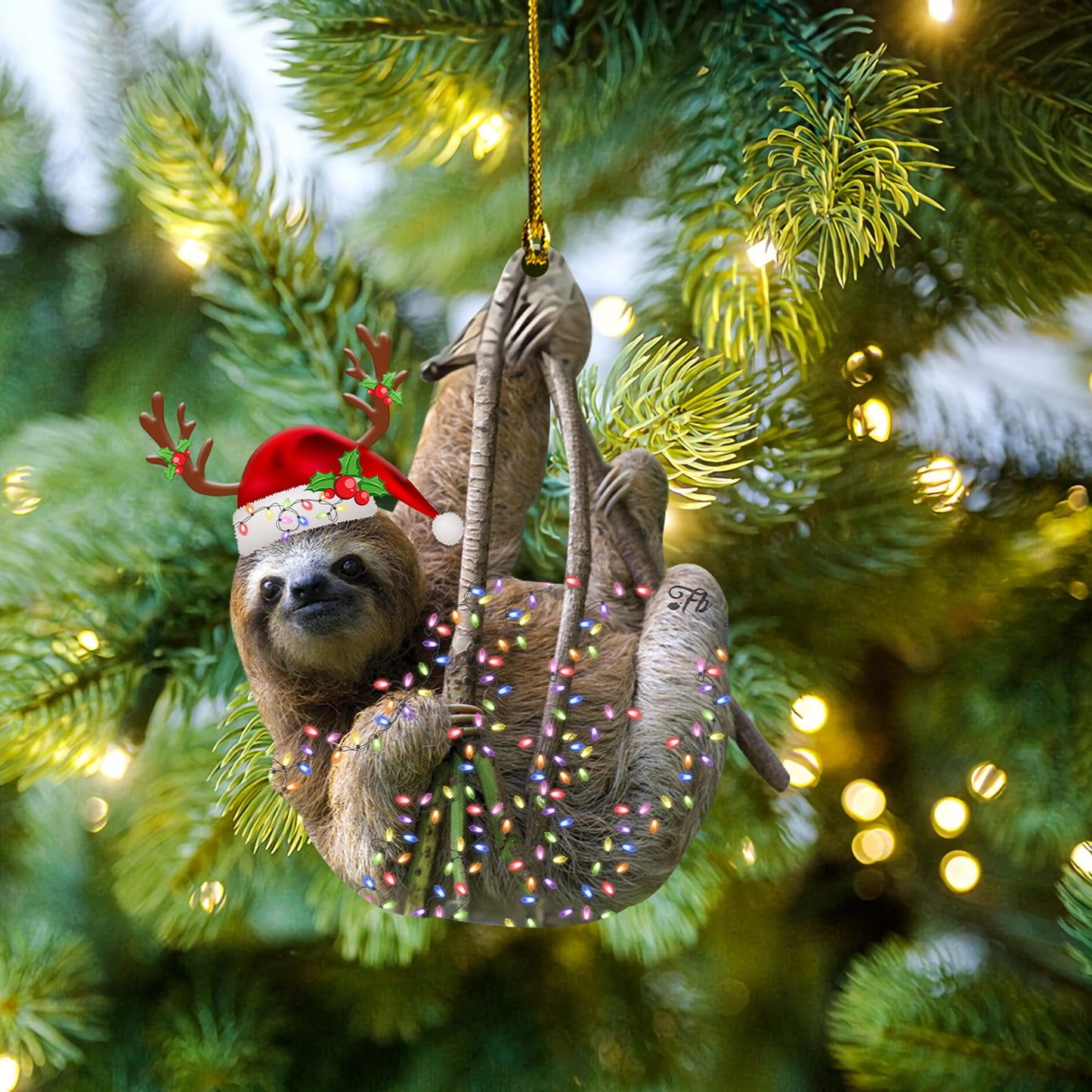 Petthouse | Sloth Climb Tree Car Decor, Santa Sloth Tree Decoration, Neon Light Sloth Car Hanging