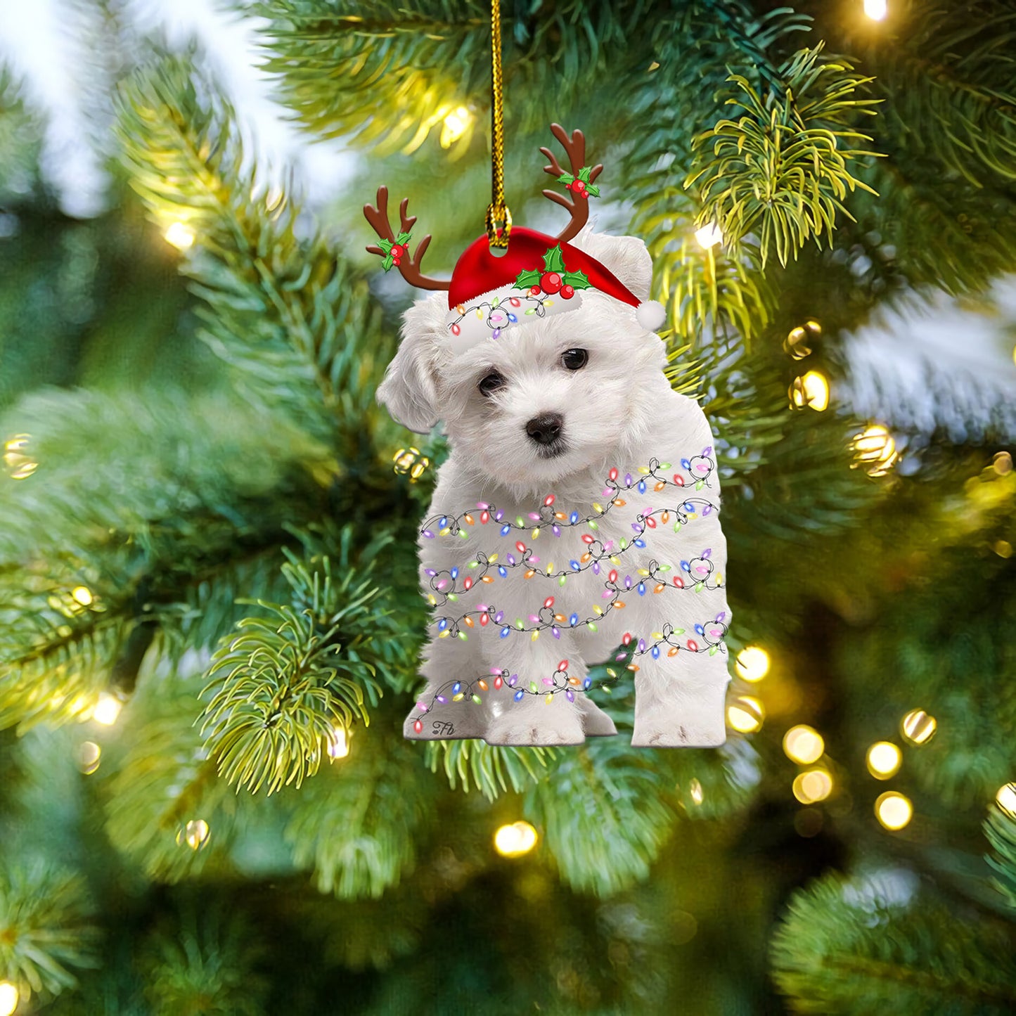 Petthouse | Maltese Dog Ornament Maltese Dog Merry Christmas Ornament Dog Lover Gift Xmas Gift