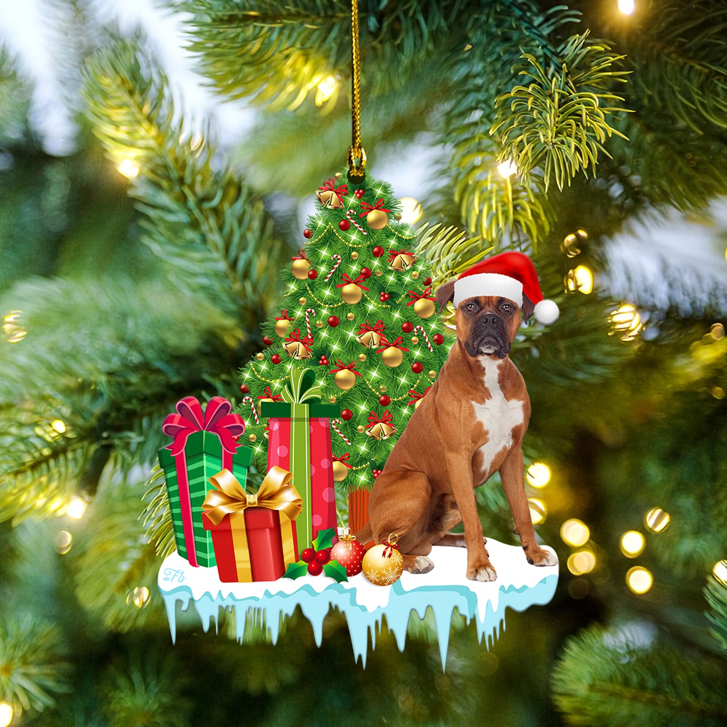 Petthouse | Boxer Christmas Ornament, Boxer Dog Xmas Tree Ornament, Boxer Christmas Car Hanging