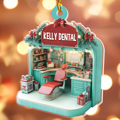 Petthouse | Personalized Dental Hygiene Room Christmas 2d Acrylic Ornament, Gift For Dentist Christmas