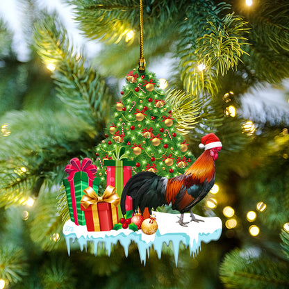 Petthouse | Chicken Christmas Home Decor, Christmas Tree Chicken Car Decor, Farm Santa Chicken Lover