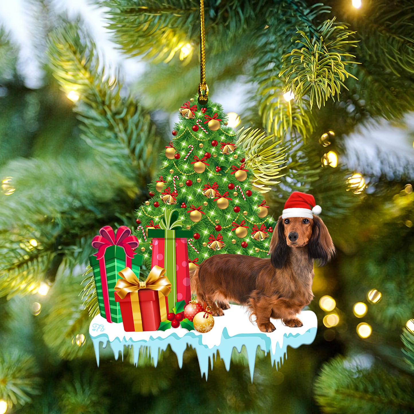 Petthouse | Dachshund Christmas Ornament, Dachshund Xmas Tree Car Hanging, Dachshund Xmas Decoration