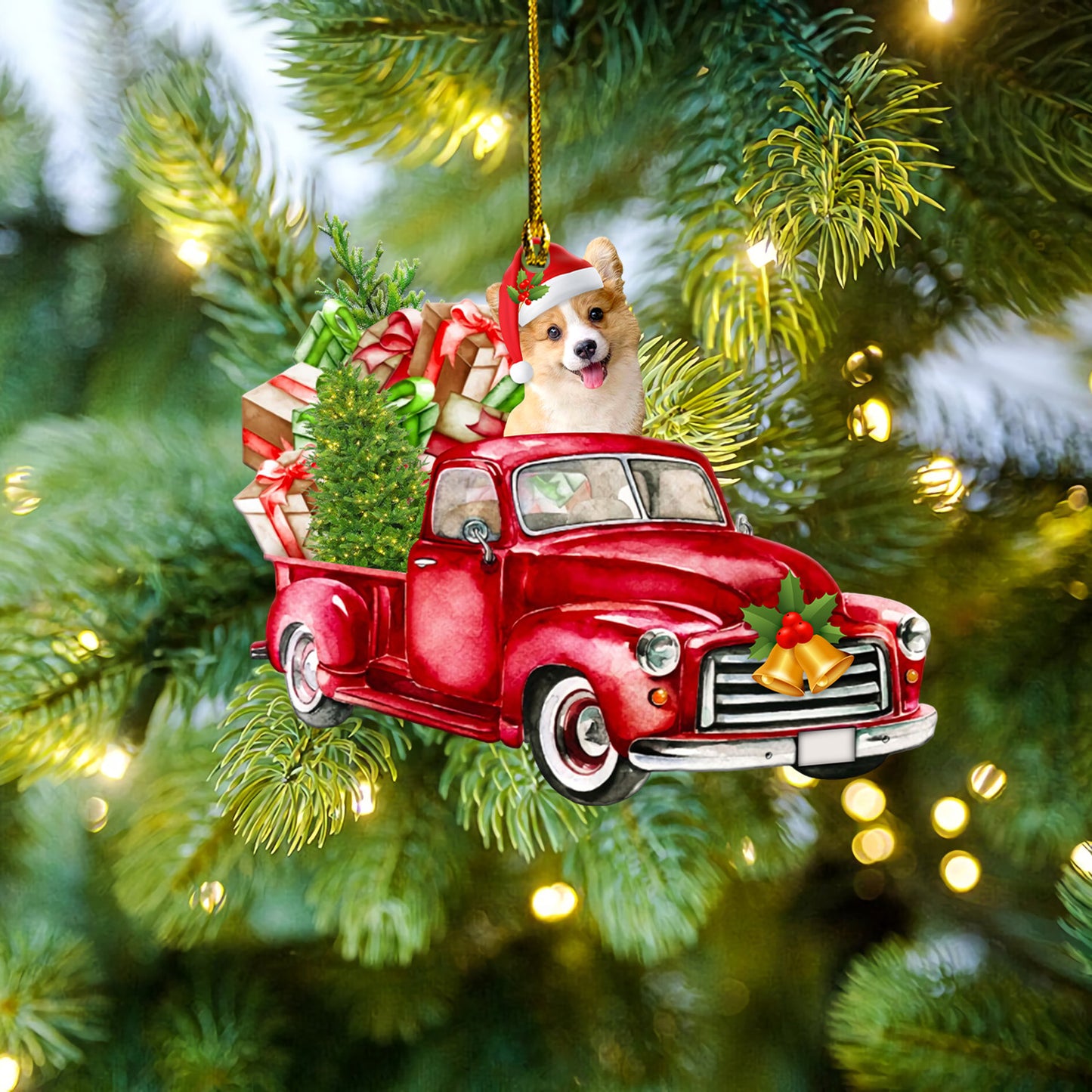 Petthouse | Pembroke Welsh Corgi Car Red Christmas Car Ornament Dog Ornament Christmas Ornament