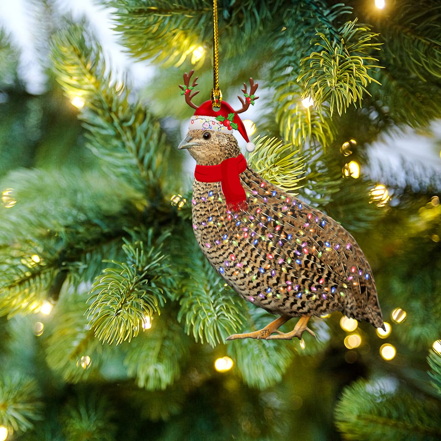 Petthouse | Brown Quail Christmas Ornament Bird Merry Christmas Car Hanging Ornament Xmas Gift