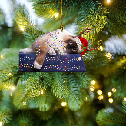 Petthouse | Cute Siamese Cat Xmas Ornament, Siamese Christmas Light Ornament, Siamese Cat Lovers