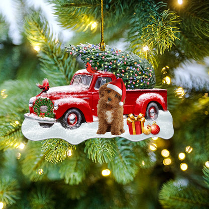 Petthouse | Cavapoo Christmas Santa Ornament, Cavapoo Christmas Truck Ornament, Cavapoo Memorial