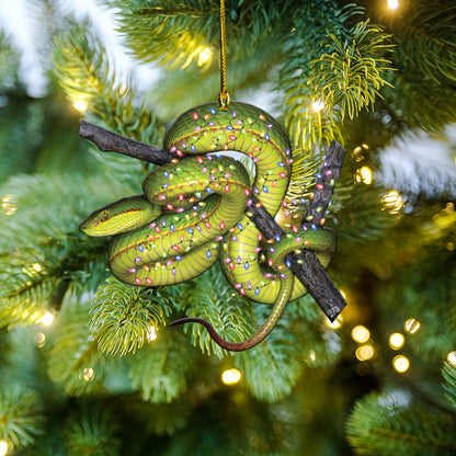 Petthouse | Trimeresurus Salazar Snake Ornament, Snake Christmas Ornament, Snake Xmas Light Ornament