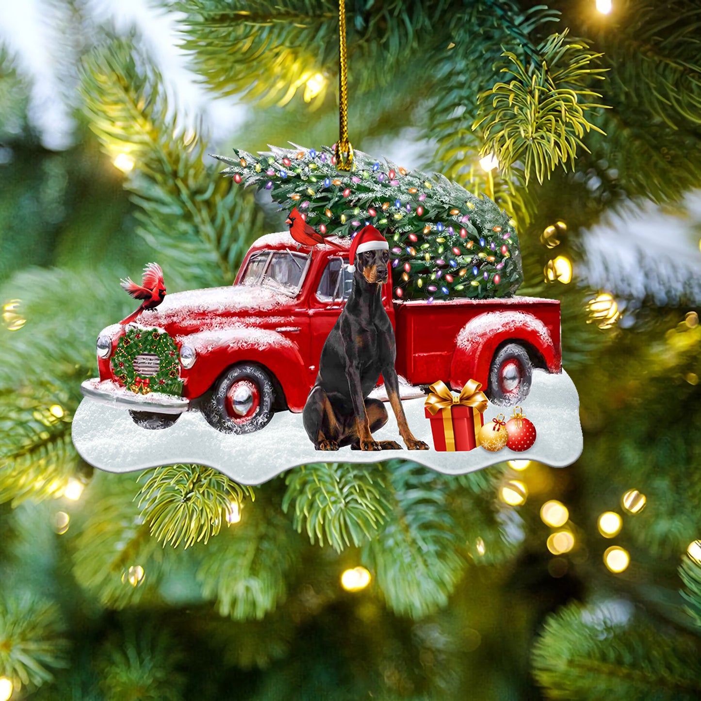 Petthouse | Doberman Christmas Truck Ornament, Doberman  Cardinal Ornament, Doberman Owner Gift