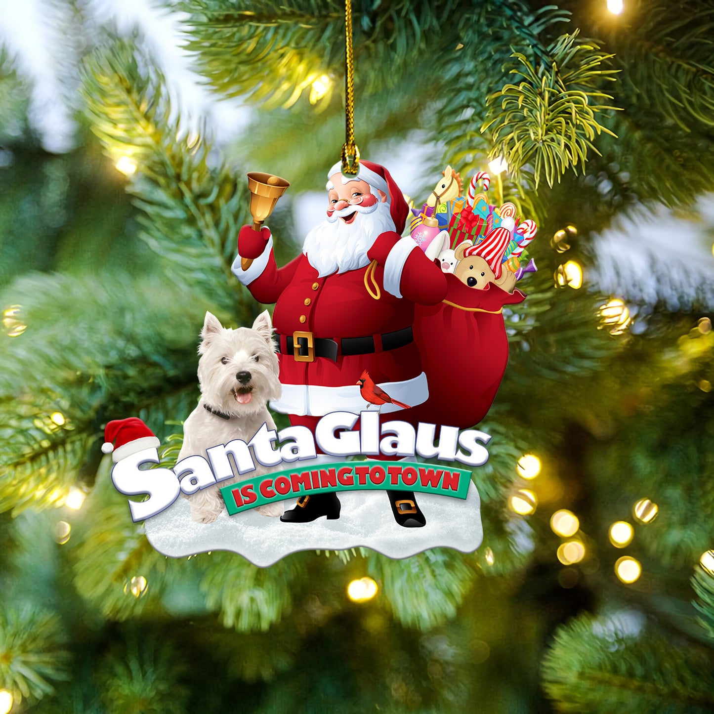 Petthouse | West Highland White Terrier Xmas Ornament Dog Santa Claus Ornament Merry Christmas Gift