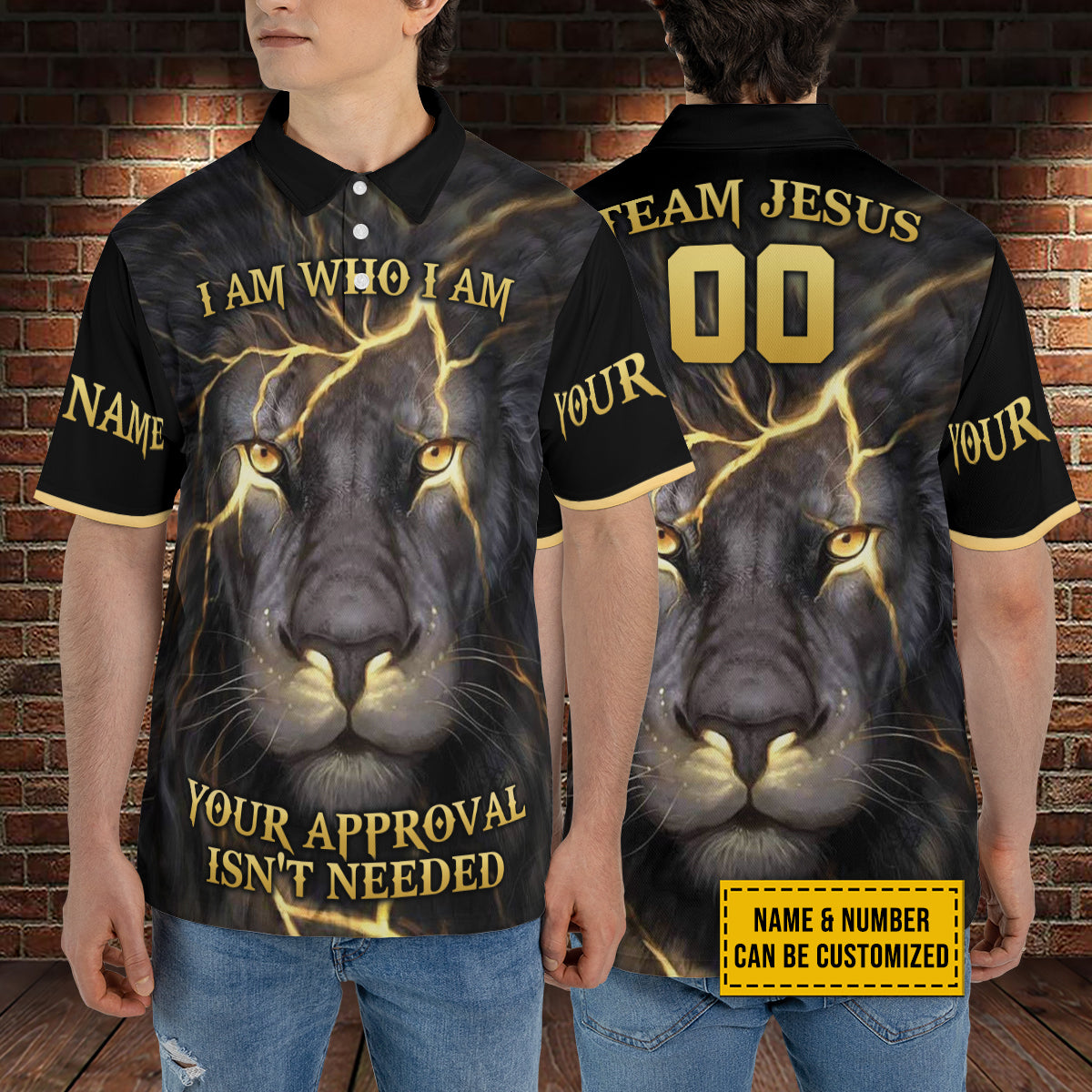 Petthouse | Customized Name & Number Team Jesus Polo Shirt Lion Of Judah Lion Lightning Sport Shirt Daddy Gift