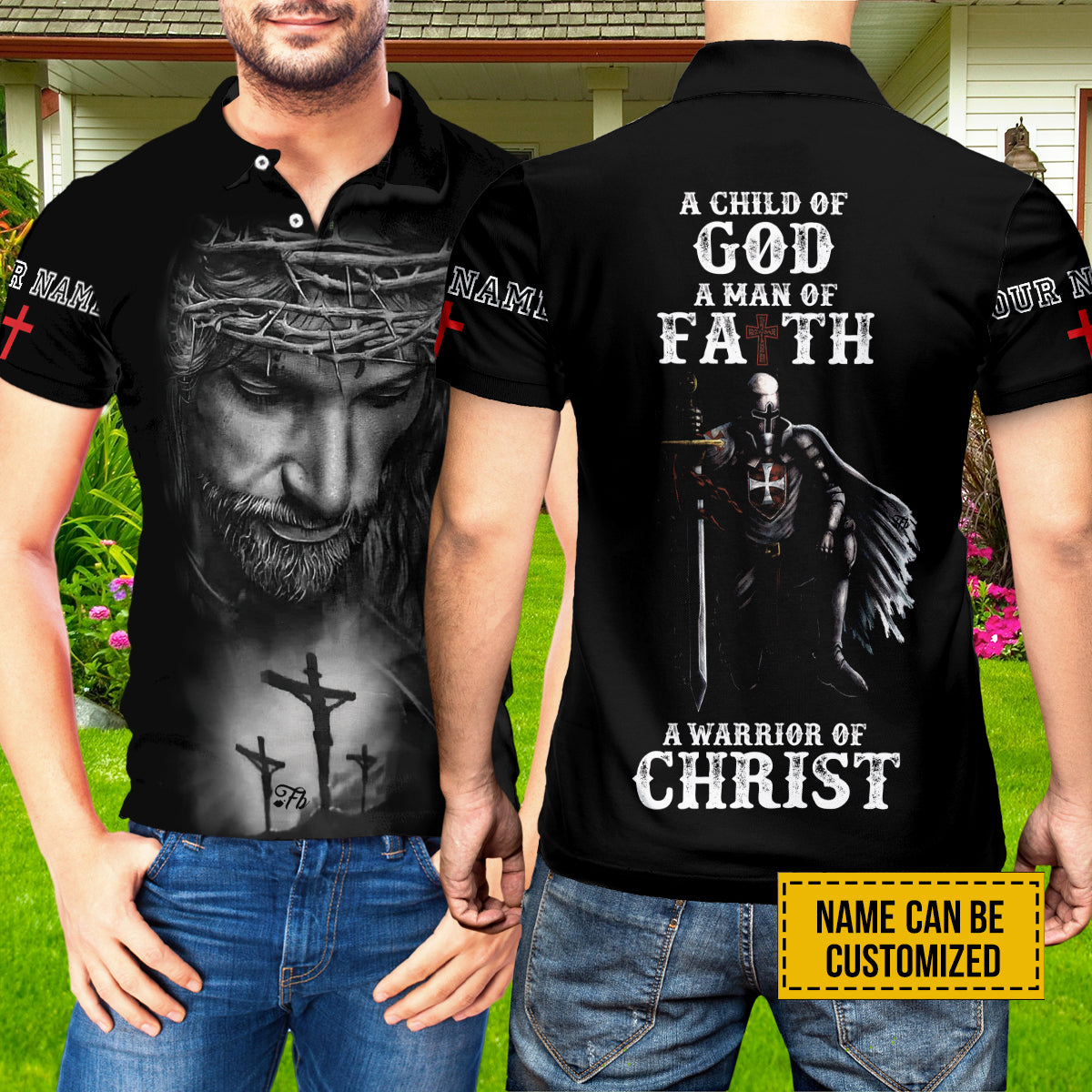 Petthouse | Customized Polo Shirt A Child Of God Polo A Man Of Faith Polo A Warrior Of Christ Polo Christian Gift