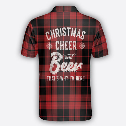 Petthouse | Santa Riding Reindeer Polo Shirt Christmas Cheer And Beer Polo Shirt Tartan Plaid