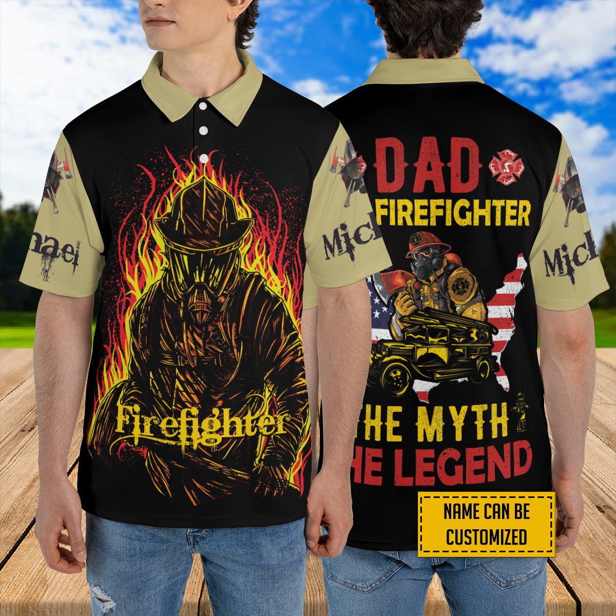 Petthouse | Customized Nam Dad The Firefighter American Polo Shirt Fireman Sport Shirt Father's Day Gift