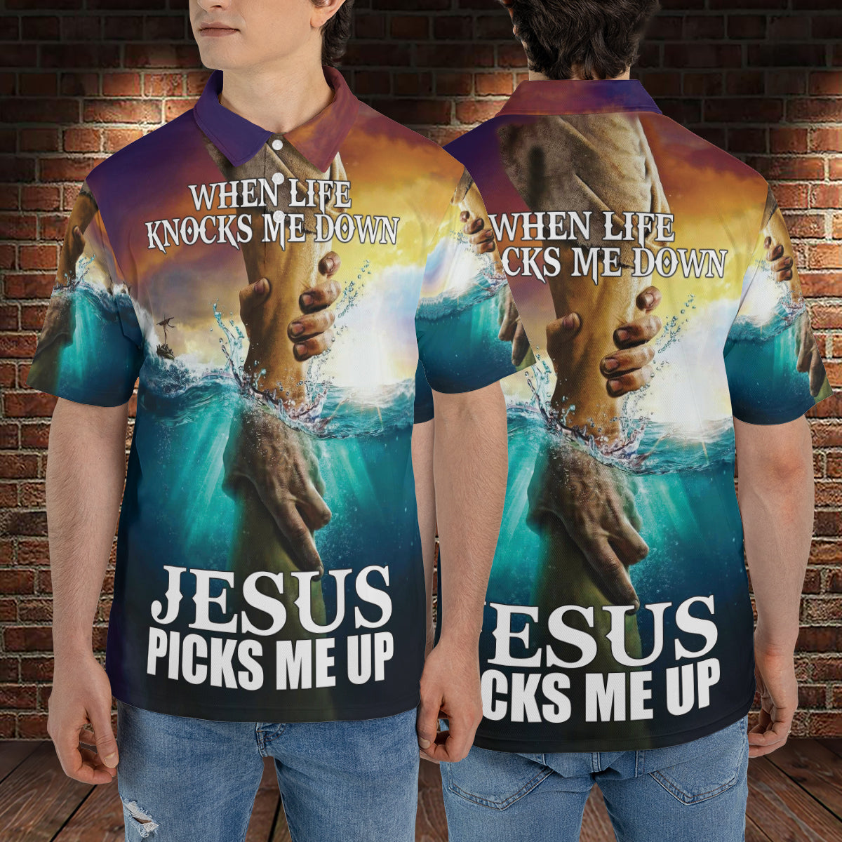 Petthouse | Jesus God Christian Polo Shirt Jesus Picks Me Up Sport Shirts Scripture Quote Bible Verse