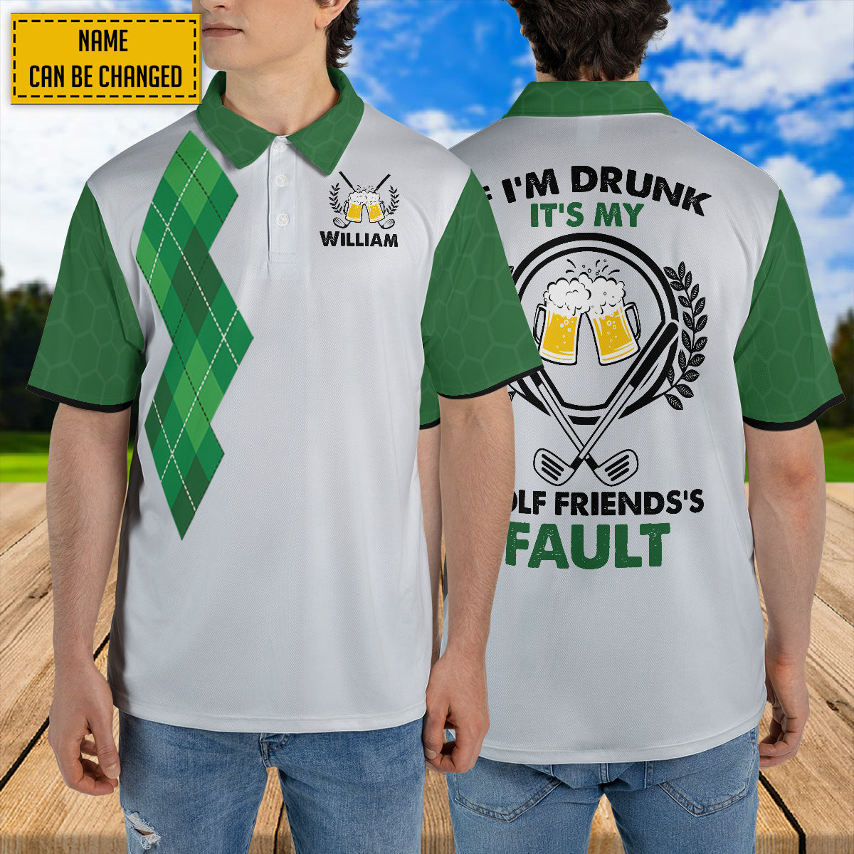 Petthouse | Customized Golfing Team Polo Shirts If I'm Drunk My Gold Friend's Fault Funny Golfer Gift