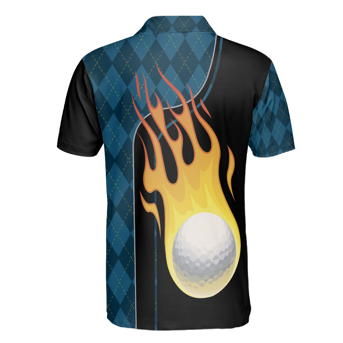 Petthouse | Golf Ball On Fire Polo Shirt Golf Fire Ball Unisex Polo Shirt Golf Argyle Pattern