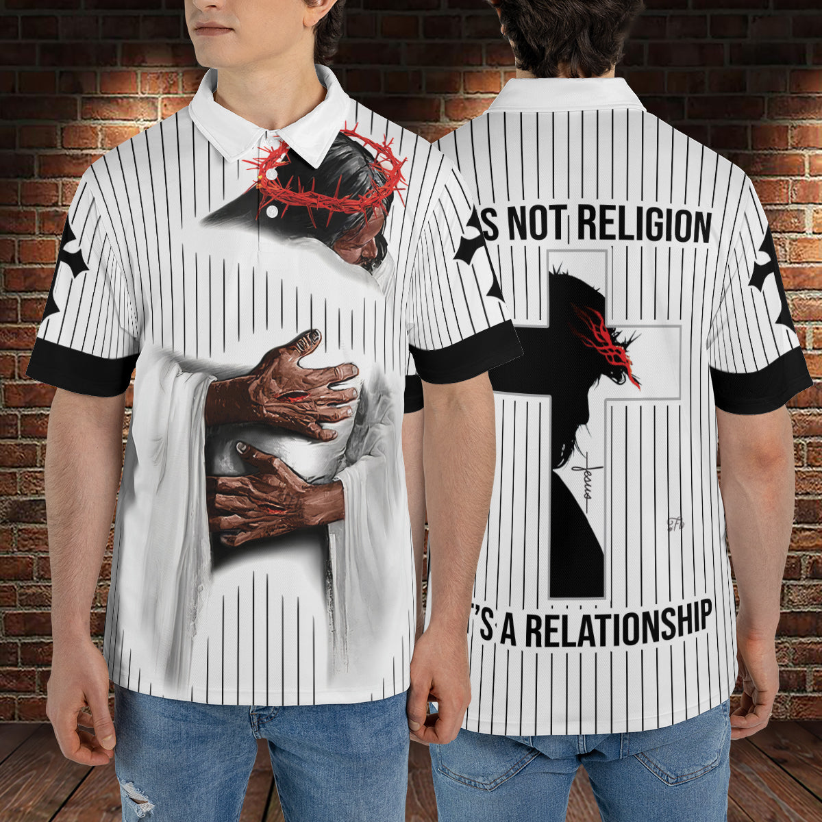 Petthouse | Jesus Christian Hug Polo Shirt Christian Relationship Sport Shirts Gift For Family Religious Gift