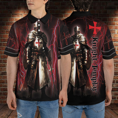 Petthouse | Knight Templar Warrior Christian Cross Polo Shirt Jesus Christ Sport Shirt Religious Gift