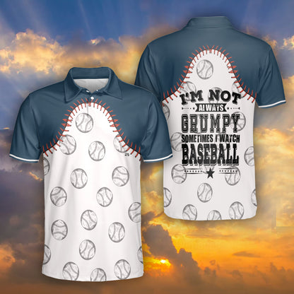 Petthouse | Baseball Pattern Polo Shirt I'm Not Always Grumpy Baseball Player Baseball Lovers