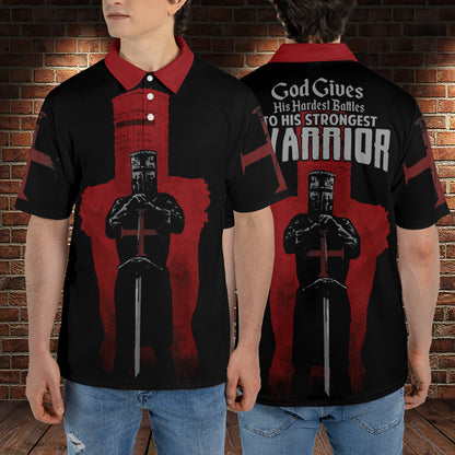 Petthouse | Black Knight Warrior Christian Polo Shirt God Christ Sport Shirt Religious Gift Father Gift Idea