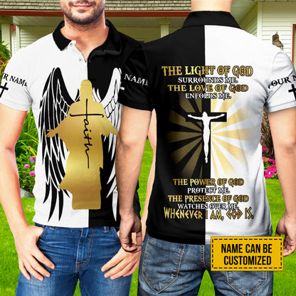 Petthouse | Customized Polo Shirt The Light Of God Polo Shirt Jesus Faith Polo Shirt Jesus Wings Polo Gift