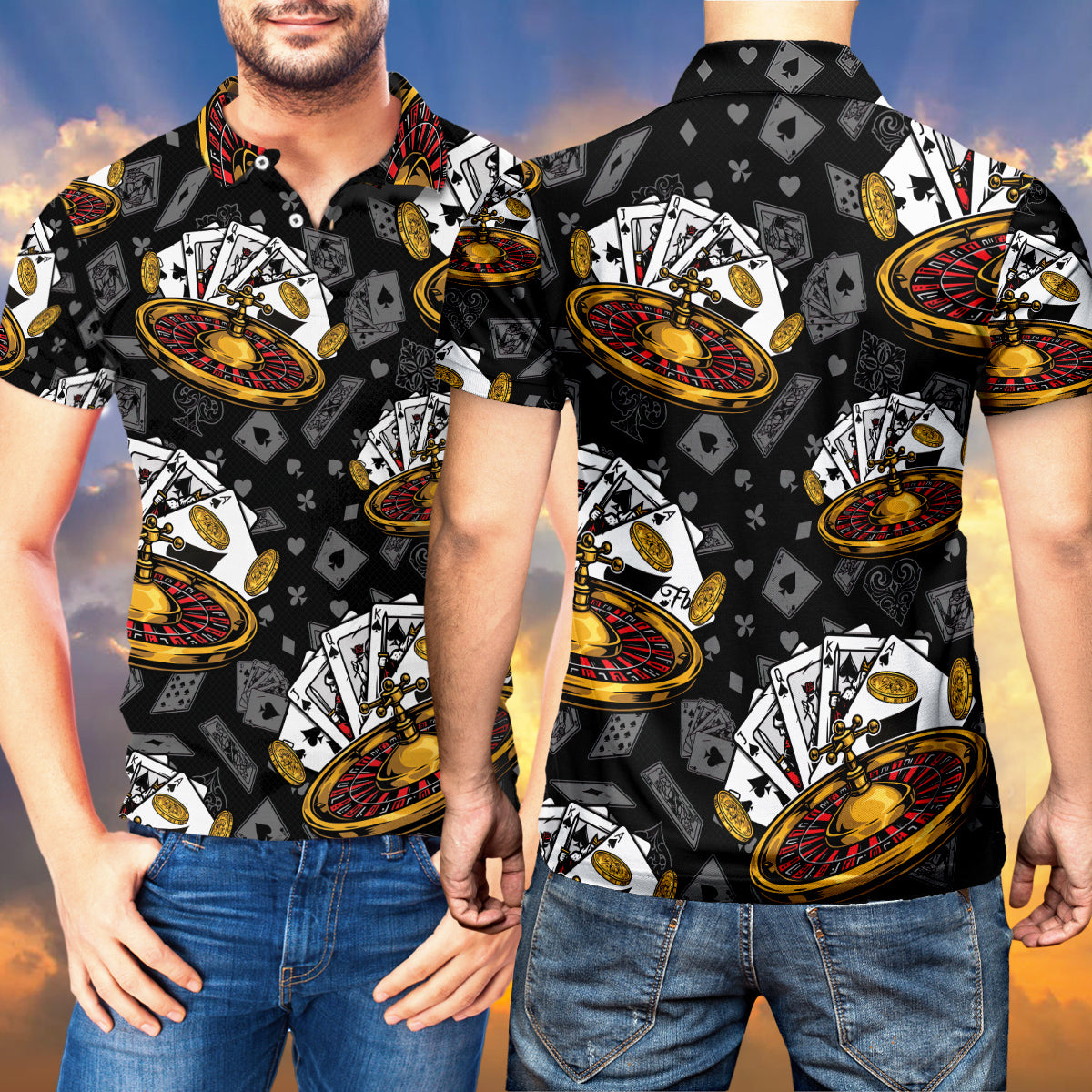 Petthouse | Card Poker Polo Shirt Card Player Gift Card Pattern Poker Player Party Outfit Idea
