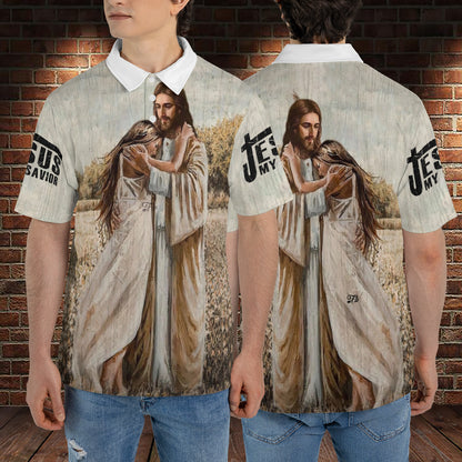 Petthouse | Jesus And Woman Polo Shirt God Christian Sport Shirt Religious Gift Birthday Gift Idea