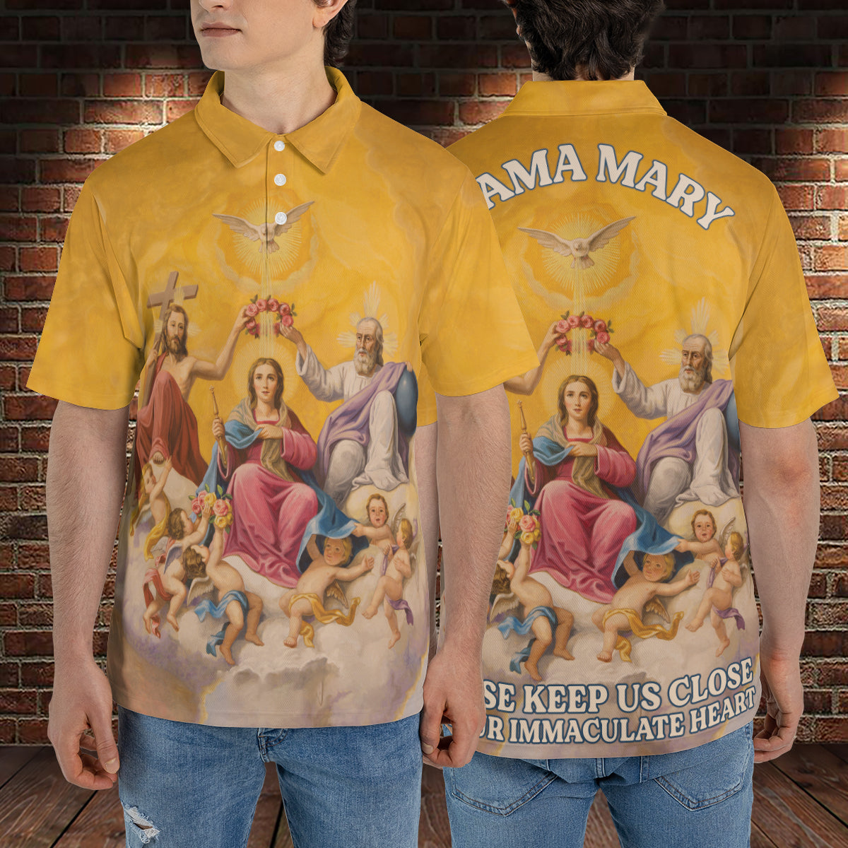 Petthouse | Coronation Of The Virgin Mama Mary Polo Shirt Jesus Christian Family Heaven Sport Shirt Mom Gift