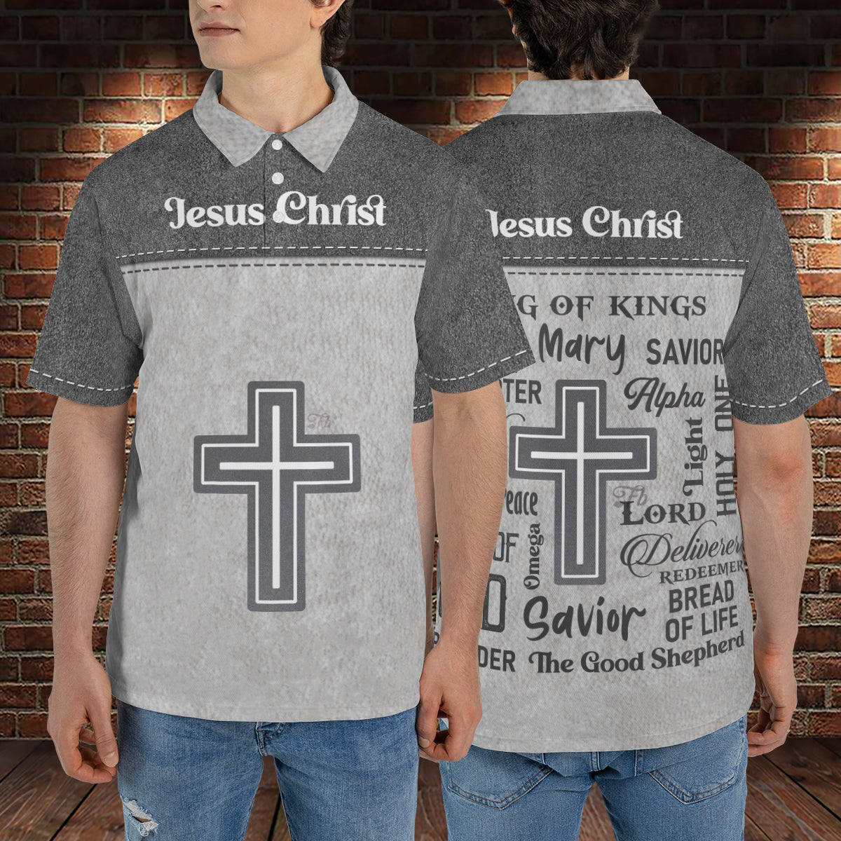 Petthouse | Jesus Christ Catholic Men's Polo Shirt King Of Kings Son Of Mary Jesus Lover Pastor Gift