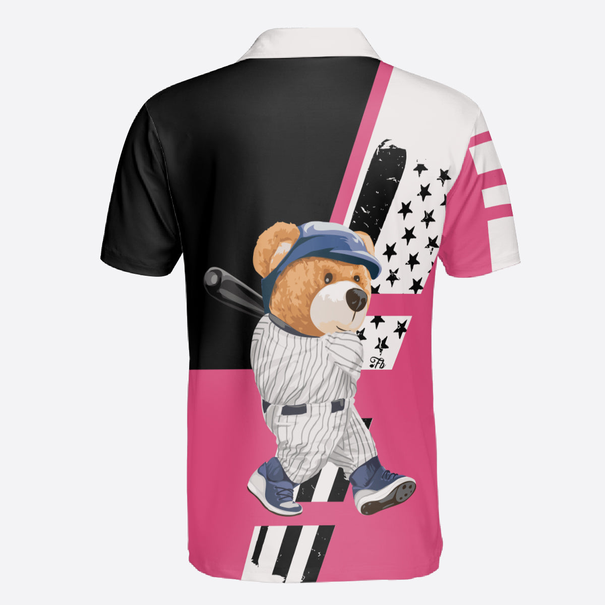 Petthouse | Baseball Polo Shirt Teddy Bear Baseball Player Polo Shirt Unisex [pink Baseball Polo