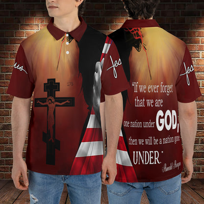 Petthouse | Jesus Christian American Flag Polo Shirt Christian God Sport Shirt Jesus Lovers Gift Religious Gift