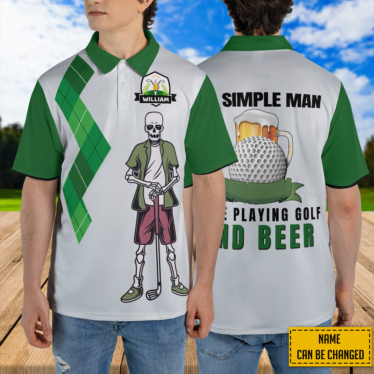 Petthouse | Customized Skeleton Golfer Men Polo Shirt I Like Golf And Beer Skull Golfing Sports