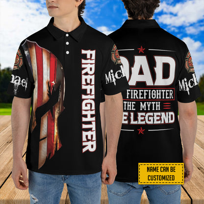 Petthouse | Customized Name Firefighter Dad Polo Shirt Us Dad The Firefighter Myth Legend Sport Shirt Dad Gift