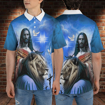 Petthouse | Jesus Christian Lion Of Judah Polo Shirt God Christ Religion Peace Sport Shirt Religious Gift