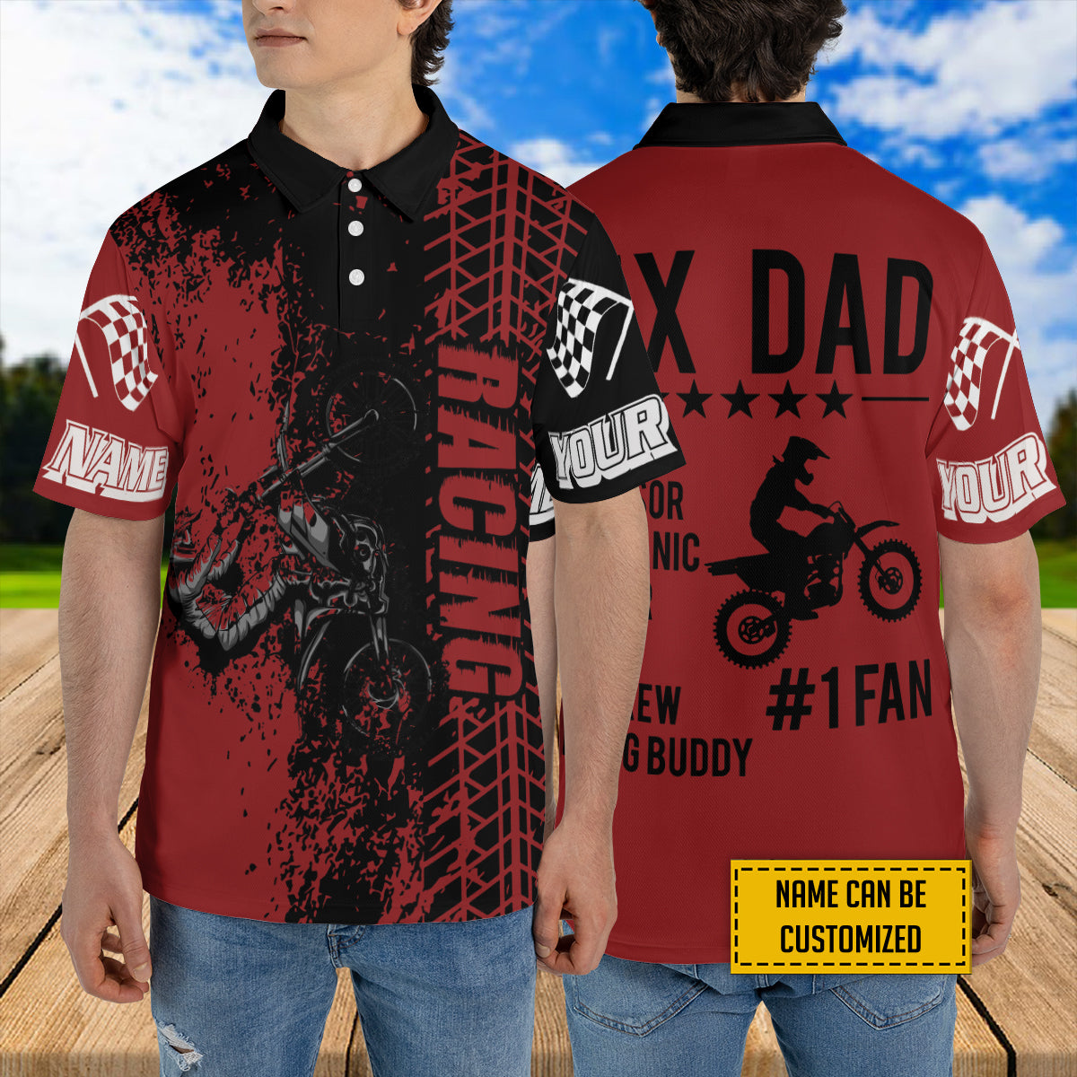 Petthouse | Customized Name Motorcycle Racing Polo Shirt Racing Dad Sport Shirt Happy Father's Day Daddy Gift