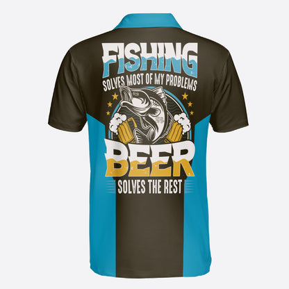 Petthouse | Fishing Beer Polo Shirt, Fishing Sloves Most Of My Problems Dad Grandpa Fisher Gift