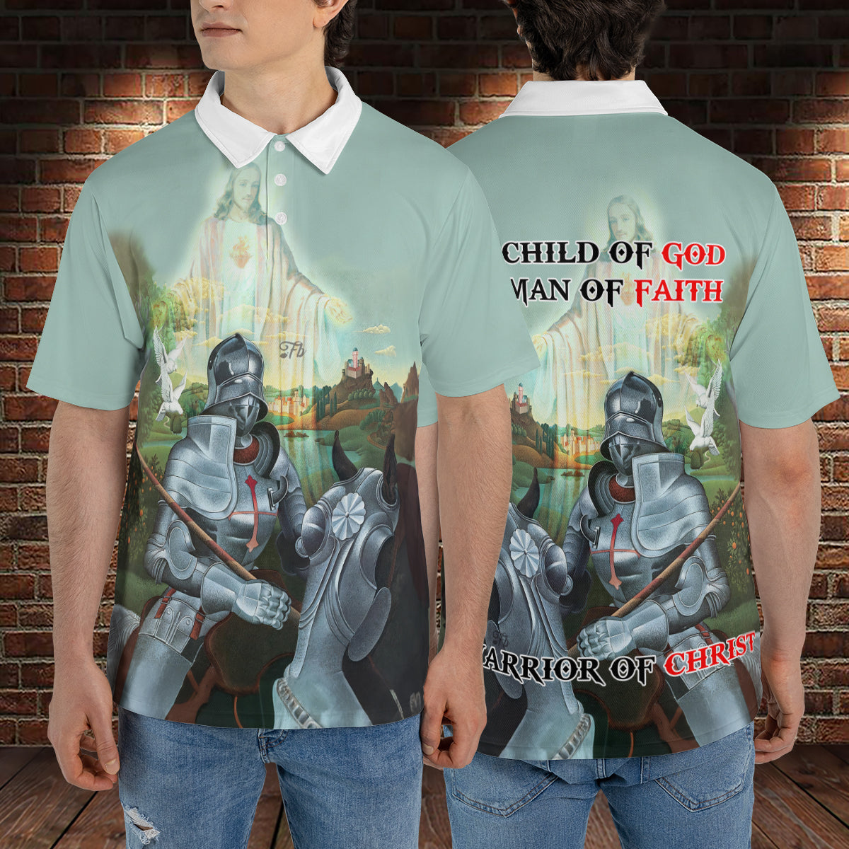 Petthouse | Knight Templar Warrior Christ Polo Shirt God Christian Sport Shirts Religious Gift Father Gift