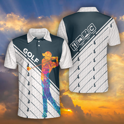 Petthouse | Colorful Golf Polo Shirt Golf Man Polo Shirt Unisex Eat Sleep Play Repeat Golfer