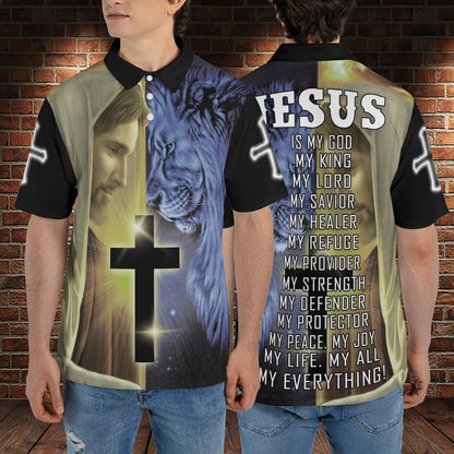 Petthouse | Jesus Lion Polo Shirt Jesus Is My God My King Sport Shirt Lion Of Judah God Lovers Gift