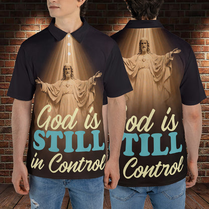 Petthouse | Jesus Christian Polo Shirt God Is Still In Control Sport Shirt Bible Verse Religious Gift Idea