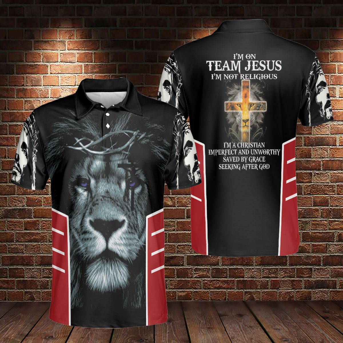 Petthouse | Jesus Lion Christian Polo Jesus Believer Christmas Gift Family, Jesus Unisex Polo Shirt