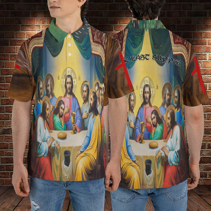 Petthouse | The Last Supper Christian Polo Shirt Jesus Christian Sport Shirt Religious Gift Idea