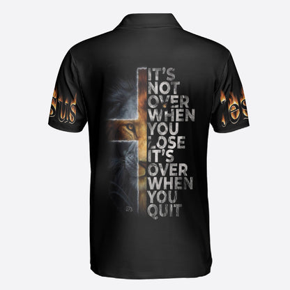 Petthouse | Custom Name Jesus Lion Polo It's Not Over When You Lose It's Over When You Quit