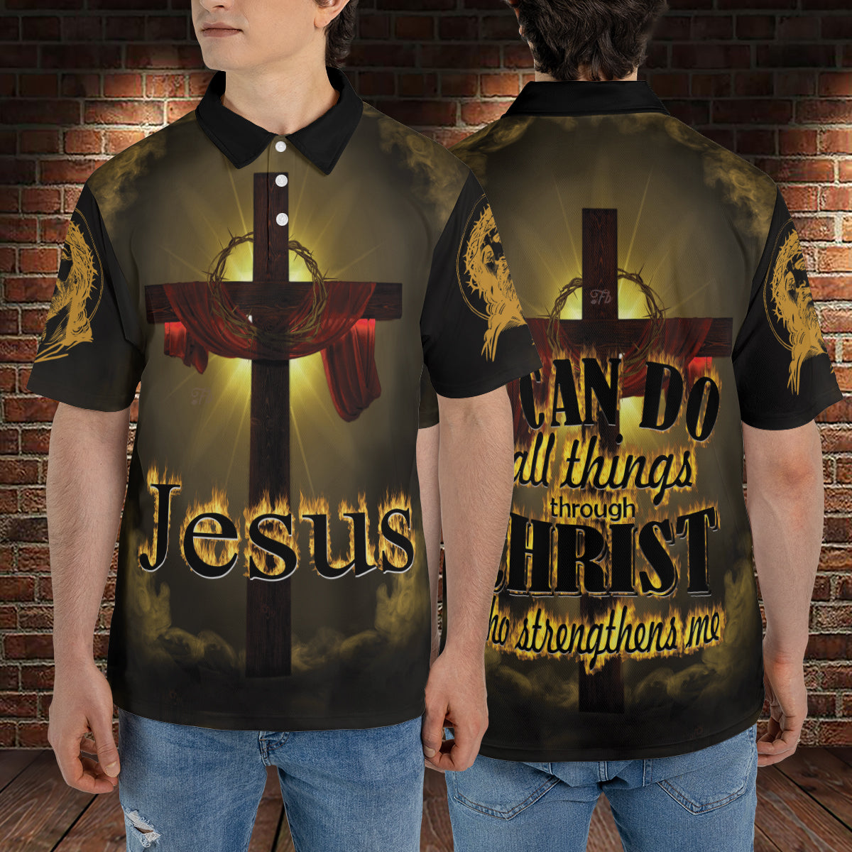 Petthouse | Jesus Christian Cross Polo Shirt Christian Heaven Religion Faith Sport Shirt Religious Gift