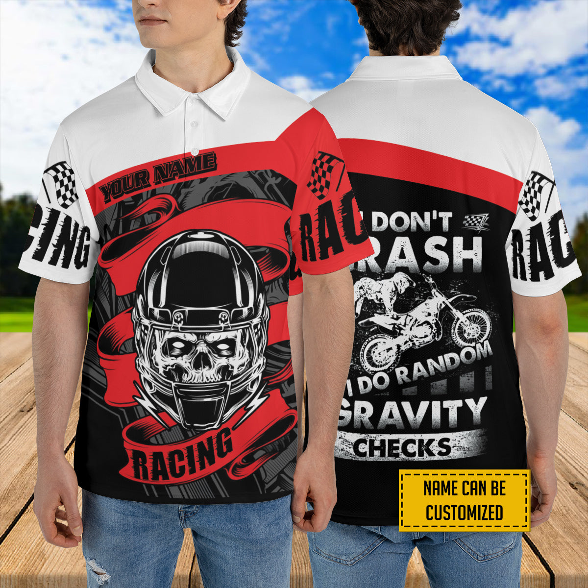 Petthouse | Customized Name Motorcycle Racing Skull Polo Shirt Motorbike Sport Shirt Gift For Friends