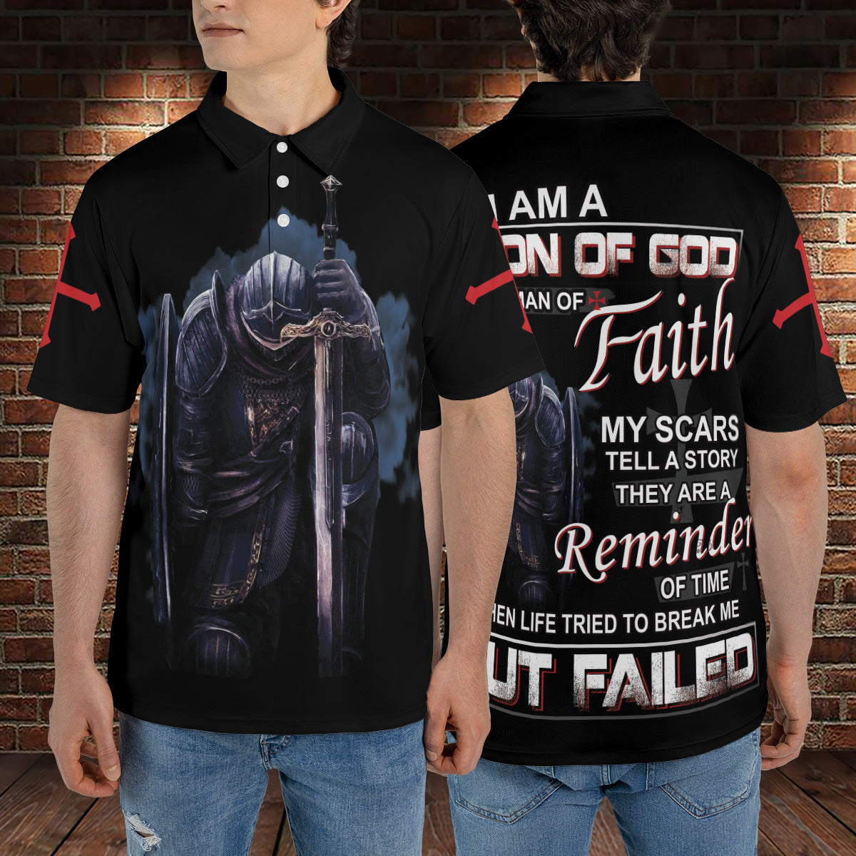 Petthouse | Christian Knight Templar Warrior Polo Shirt Son Of God Man Of Faith Sport Shirt Religious Gift